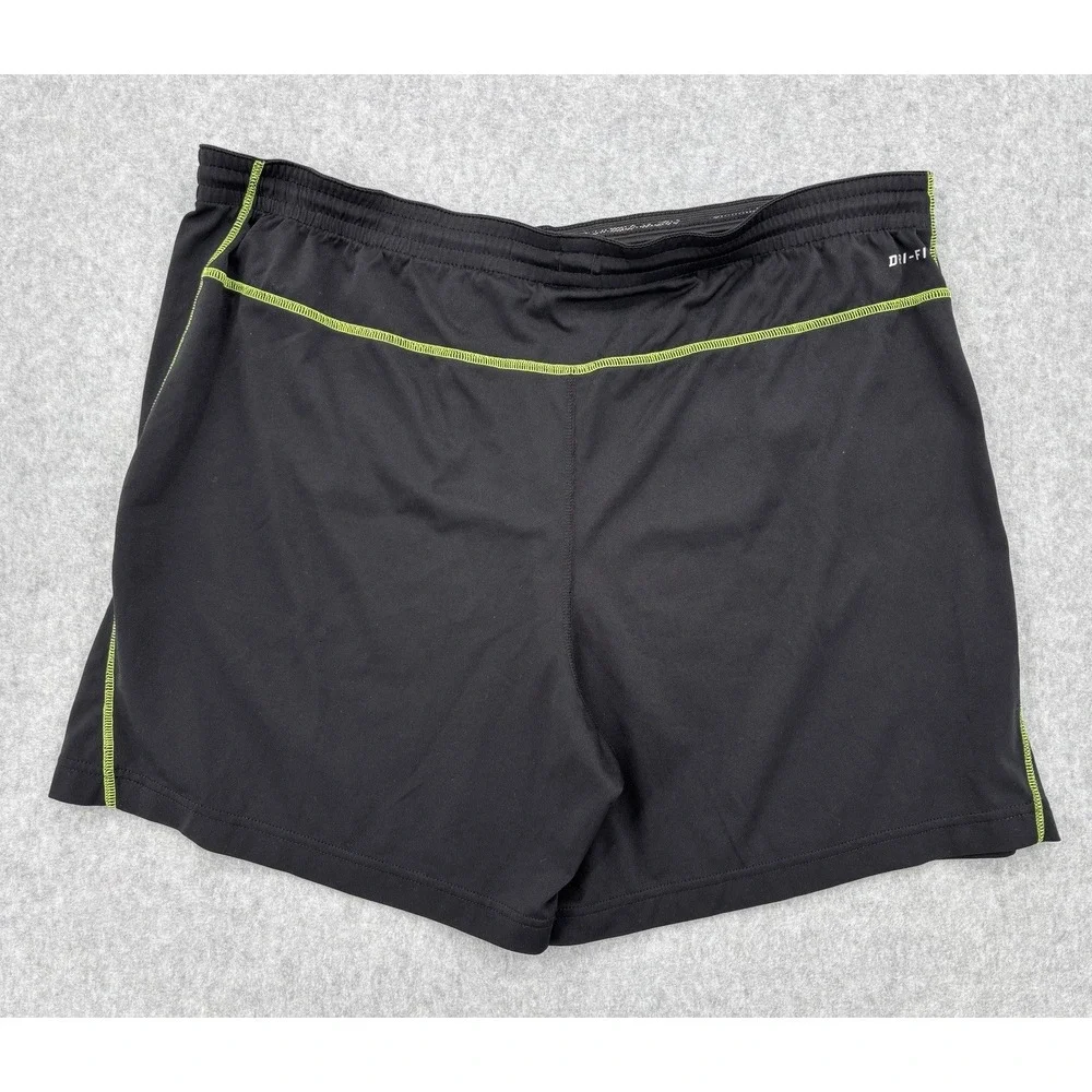Nike‎ Dri-FIT Running Training Shorts Men's Large Black Neon Green 6